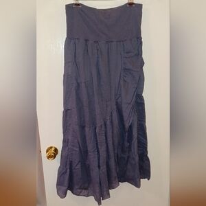 Fang vintage y2k peasant maxi skirt elastic waist gray/ blue Large